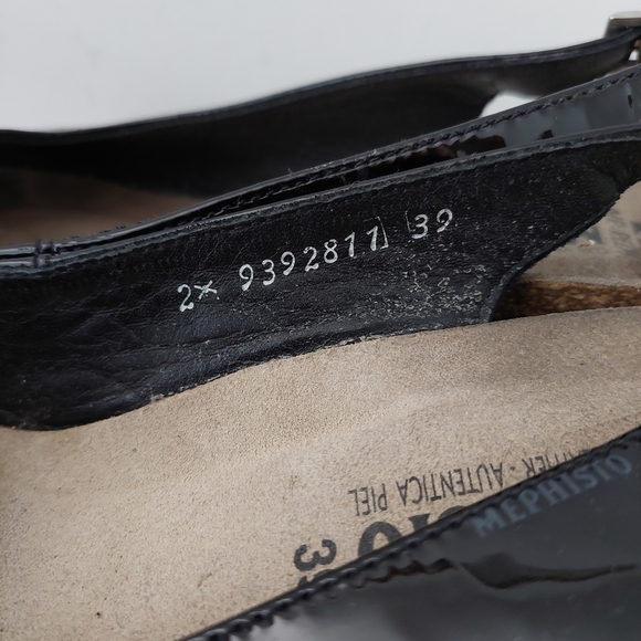 Mephisto Natasia Women's Black Patent Leather Peep-toe Slingback Wedges Size 39 - Picture 4 of 6